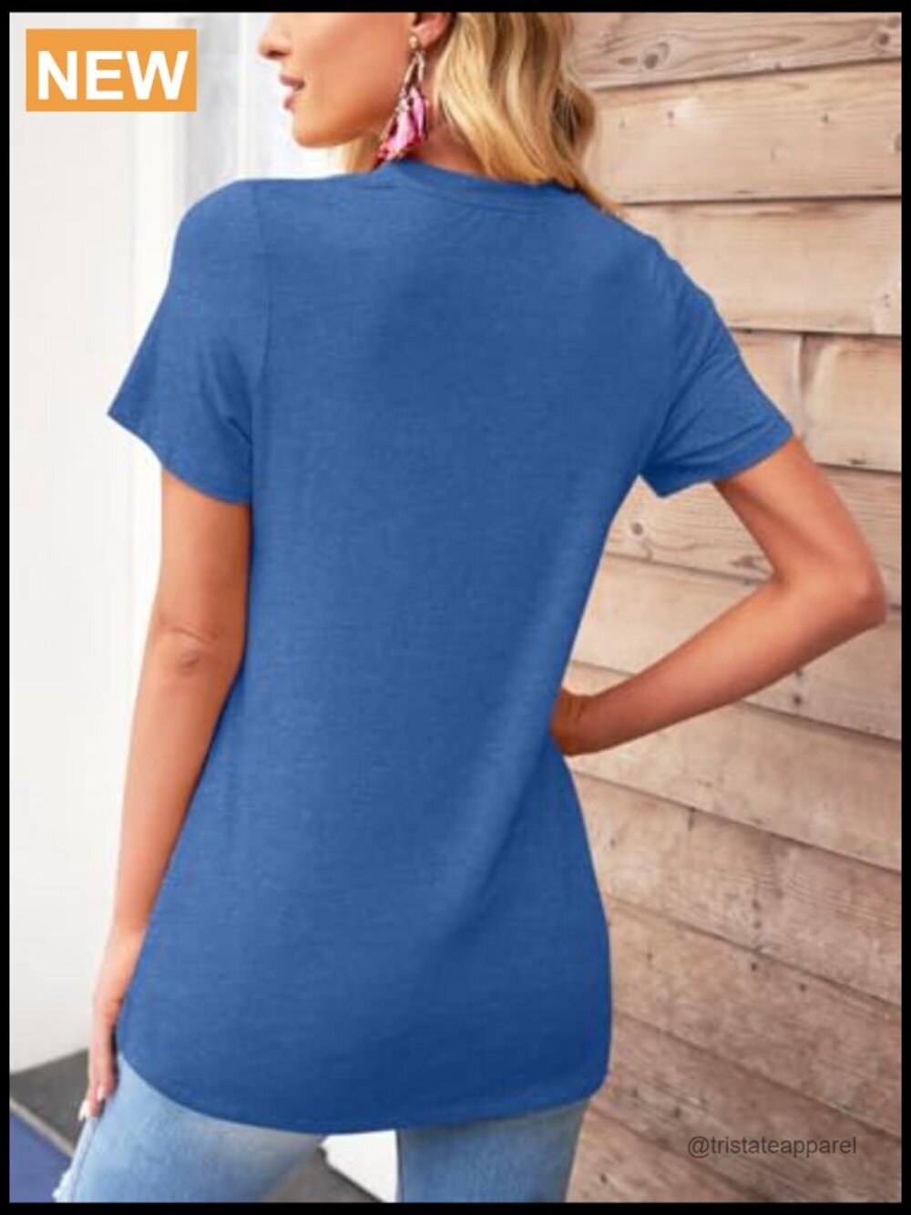 Women LA Graphic Letter Print Short Sleeve Tee Loose Casual Top - Picture 4 of 7